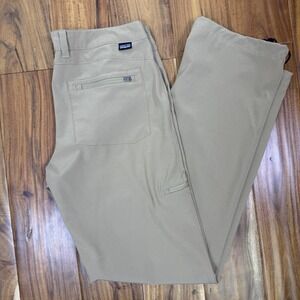 Patagonia Women's Happy Hike Pants Straight Size 6 Tan Stretchy Pull String Hem